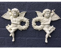 Set wandengelen, gietijzer, wit-rust, prachtige set!!