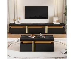 Set Wandmeubel voor Woonkamer: TV-meubel en Salontafel in Zwart