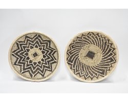Set wandschalen handgemaakt - Binga Basket Ø 36 / 37 cm - Tonga wandschalen - Bohemain muurmand - Tonga wandbord - wanddecoratie Boho Ibiza stijl - Muurschaal - Zimbabwe (17)