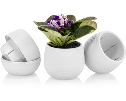 Set witte bloempotjes 6st UV-bestendige sierpotten met drainage 10cm stekpotjes