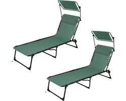 SET X 2 SUN LOUNGE WITH PARASOL AND CUSHION - GROENE