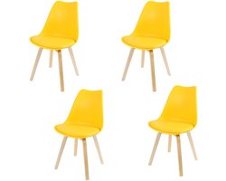 SET X 4 MOSTERDGELE STOEL MET KUSSEN 45X58X49/H82CM