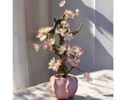 Seta Fiori - Kleine roze kunst bonsai – Sakura (Cherry Blossom) in PTMD potje - 25cm hoog