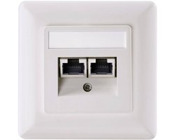Setec 501286 Netwerkdoos Inbouw (in muur) Inzet met centraalstuk en frame CAT 5e 2 poorten Parel-wit