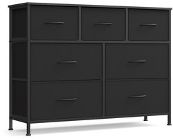 Seth Select Dressoir, Dressoir kledingkast, 7-stof lades, Opbergkast, Multifunctionele kast, Opbergdressoir, Staal MDF, Zwart