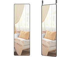 Seth Select Moderne Full Body Spiegel – Rechthoekige Passpiegel voor Wand of Deurmontage - Grote Passpiegel - Zwart