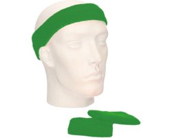 Setje groen zweetbandjes - Groen sportdag set pols en hoofd zweetbandjes