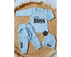 Setje little boss - Maat 50/56 - 3 delig - Geboortepakje - Babykleding - Baby -Babyjongen - Little Boss - Kraamkado - Babyshower -Newborn - Eerste pakje - Boss baby