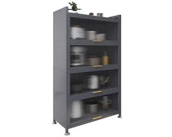 Seven comfort Keukenkasten - Hoge Keukenkast - Met doorschijnend stofwerend paneel - keuken - buffetkast - zijkast - Huiskamer - Opbergkast voor thuis - 60x32x144cm - Grijs