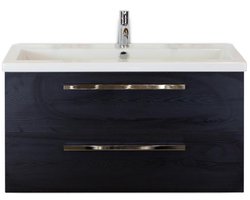 Seville Badmeubelset 100 cm - Black Oak - Wastafel Djazz 1 Kraangat