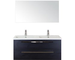 Seville Badmeubelset 120 cm - 2 Laden Black Oak - Wastafel Djazz Dubbel met Spiegel