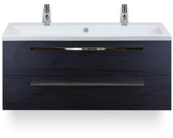 Seville Badmeubelset 120 cm - 2 laden Black Oak - Wastafel Djazz Enkel 2 kraangaten