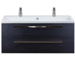 Seville Badmeubelset 120 cm - 2 Laden Black Oak - Wastafel Djazz Enkel 2 Kraangaten