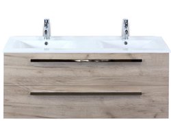 Seville Badmeubelset 120 cm - 2 Laden Craft Oak - Wastafel Enjoy Dubbel