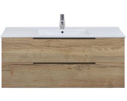 Seville Badmeubelset 120 cm - 2 Laden Natuur Eiken Edge Greep - Wastafel Enjoy Enkel