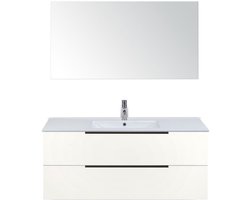Seville Badmeubelset 120 cm - 2 Laden Wit Hoogglans Edge - Wastafel Enjoy Enkel met Spiegel