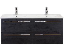 Seville Badmeubelset 120 cm - 4 Laden Black Oak - Keramische Wastafel Wit Enjoy