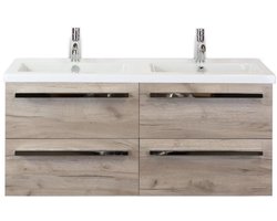 Seville Badmeubelset 120 cm - 4 Laden Craft Oak - Wastafel Djazz Dubbel