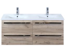 Seville Badmeubelset 120 cm - 4 Laden Craft Oak - Wastafel Enjoy Dubbel