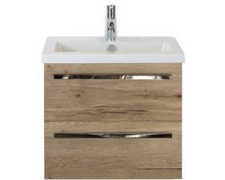 Seville Badmeubelset 60 cm - Natuur Eiken - Keramische Wastafel Wit Djazz