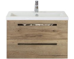 Seville Badmeubelset 80 cm - Natuur Eiken - Keramische Wastafel Wit Djazz