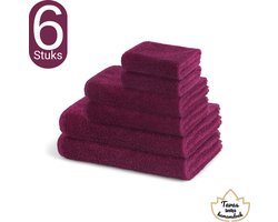 Sevilya Combi Handdoek Set - Bordeaux - Set van 6 – 2x Gastendoek 30×50 cm en 2x Handdoek 50×90 cm en 2x Badhanddoek 70×140 cm – %100 Katoen – Sauna hamamdoeken en Gastendoek – Hotelkwaliteit