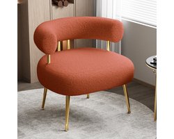 SEYNAR Accentstoel Teddy Fauteuil - Moderne Lounge Stoel met Gouden Metalen Poten - Witte Pluche Bekleding - Dik Gepolsterd - Voor Woonkamer en Slaapkamer