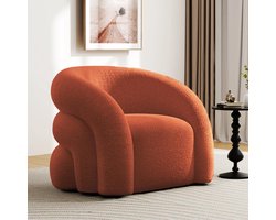 SEYNAR Luxe 360° Draaibare Fauteuil - 63x57x75 cm - Accentstoel, Lounge Stoel - Bouclé & Sherpa, Dik Gepolsterd-Geen Montage-Oranje