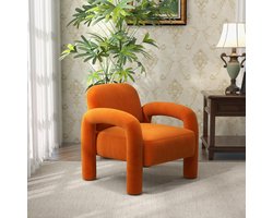 SEYNAR Moderne Fauteuil - Olifantenslurf Armleuningen - 72x76,5x71,5 cm - Luxe Fluweel- Geschikt voor Woonkamer en Slaapkamer - Oranje