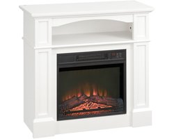 Sfeerhaard Elektrisch - Elektrische haard - Elektrische kachel - Vrijstaande elektrische - 1800W - LED Vlameffect - Afstandsbediening - Met opbergruimte - Instelbare helderheid - 80x32x80 cm - Wit