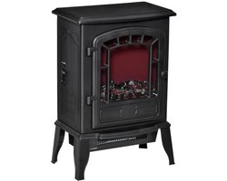 Sfeerhaard Elektrisch - Haard met Verwarming - Realistisch LED-vlameffect - 1000/2000 W - Openhaard - Kachel Vrijstaand - Zwart