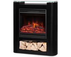 Sfeerhard Elektrisch – Tafelhaard – Voor Binnen & Buiten – Met Schouw – Realistische Led Vlammen – Zwart