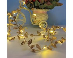 Sfeerverlichting Kerst - Tafelversiering Goud Blad lichtsnoer - 2 meter - Feestelijke tafeldecoratie licht - LED verlichting - Kerst tak lamp - Kerstdiner - Bruiloft decor verlichting - Buiten en binnen verlichting - Kerstverlichting op batterij