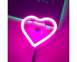 Sfeerverlichting voor het auto-interieur - Neon LED-raamverlichting in de vorm van een hartje voor Valentijnsdag - LED-sfeerverlichting - Unieke auto-interieuraccessoires om je persoonlijkheid te uiten (roze)