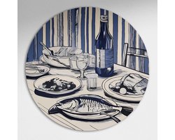 Sfeervolle Eettafel Muurcirkel - Luxe Muurcirkel 40x40 cm op Forex - Sfeervolle Wanddecoratie voor Woonkamer & Slaapkamer