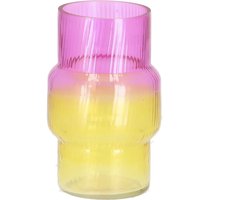 Sfeervolle glazen vaas in geel/roze tinten | De Woonbiotoop