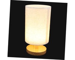 Sfeervolle Houten Nachtlamp voor Slaapkamer en Kantoor - Compacte Tafellamp met Linnen Kap