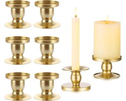 Sfeervolle kandelaar set van 8 stuks - goudkleurige kaarsenhouder voor bruiloft en Kerst - decoratieve kaarsenstandaard voor woonkamer en horeca