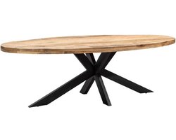 Sfeerwonen en Zo® Eettafel ovaal 180x90 cm mangohout NATUREL
