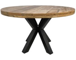 Sfeerwonen en Zo® Eettafel Rond 120 cm mangohout dik blad NATUREL