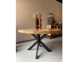 Sfeerwonen Enzo - Eettafel - 120 cm ø - Rond Mangohout - Naturel - Matrix poot