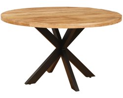 Sfeerwonen Enzo Eettafel Mangohout Rond Ø130 cm – Matrix Spinpoot Zwart – Naturel – BOL-special – Massief Hout