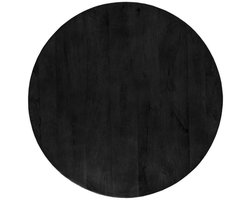 Sfeerwonen Enzo Tafelblad Rond 100 cm Ø – Mangohout Zwart – Massief Hout – Rechte Rand 5 cm – Zonder Onderstel
