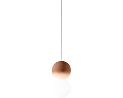Sfera - Enkele hanglamp met rode betonnen bol en opaal glas - 1XG9 max 1X7W, wit frame, IP20