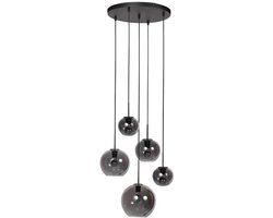 Sferio 4281ZW hanglamp - Hoogte verstelbaar - Zwart met rookglas - Mexlite - Modern design