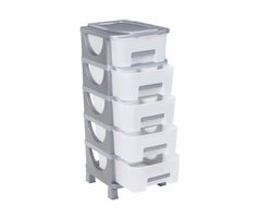 Sfree Ladesysteem 5 Lades –ladeblok- Transparant & Lichtgewicht – 42x38x95 cm – Kunststof Organizer – Opbergkast voor Speelgoed, Kantoor of Schoonmaakartikelen