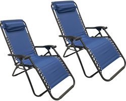 SFT Products - Tuinstoelen - Blauw - 2 Stuks - Tuinstoelen - Tuinstoelen Set - Inklapbaar - Loungestoelen - Campingstoel - Opvouwbare Strandstoel van Aluminium