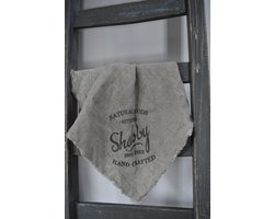 Shabby doek 45x45 cm 100% linnen - Shabby doek met opdruk Shabby - Landelijke decoratie doek - Sober stoer.