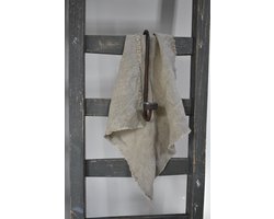 Shabby doek Naturel effen 45x45 cm - Gerafeld onbedrukt 100% linnen - Grote decoratie doek - Stevige shabby landelijke doek - robuust sober.