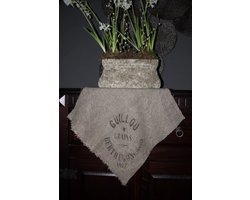 Shabby linnen keukendoek met graanzakprint 45x45 cm